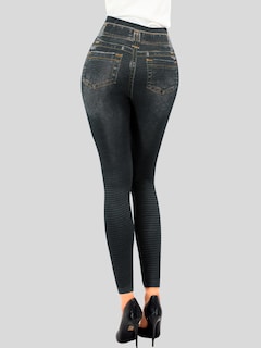 Foto 3 | Foto 3 | Leggins Mujer Unitalla Mezclilla Faja Alta Estilo Pantalón Mezclilla Calidad Premium Tiro Alto Lic-055-5 Negro Mallon Lycra