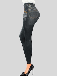 Foto 4 | Foto 4 | Leggins Mujer Unitalla Mezclilla Faja Alta Estilo Pantalón Mezclilla Calidad Premium Tiro Alto Lic-055-5 Negro Mallon Lycra