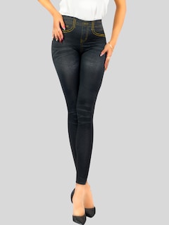 Foto 2 | Foto 2 | Leggins Mujer Unitalla Mezclilla Faja Alta Estilo Pantalón Mezclilla Calidad Premium Tiro Alto Lic-055-5 Negro Mallon Lycra