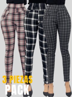 Foto 4 | Foto 4 | Set De 3 Jeggins De Mujer Lic-01178-px3 Diseños De Pantalon A Cuadros