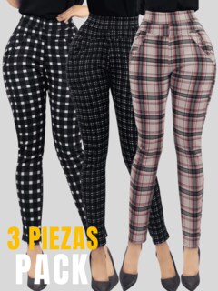 Foto 4 | Foto 4 | Set De 3 Jeggins De Mujer Lic-01178-px3 Diseños De Pantalon A Cuadros