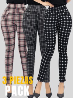 Foto 4 | Foto 4 | Set De 3 Jeggins De Mujer Lic-01178-px3 Diseños De Pantalon A Cuadros