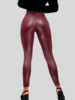Foto 3 | Foto 3 | Leggings Para Mujer Lic-074 Color Vino Metalizado Stretch
