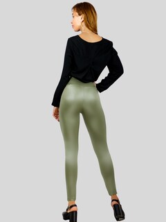 Foto 5 | Foto 5 | Leggings Para Mujer Lic-074 Color Verde Metalizado Stretch
