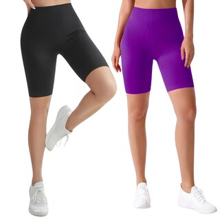 Foto 1 | Foto 1 | Set de Dos Short Biker Sh-041 Negro y Morado Deportivos para Mujer