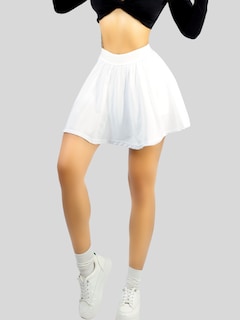Foto 6 | Foto 6 | Falda Short De Mujer Deportiva O Casual Sh-038-3 Color Blanco Con Bolsillo Interior Y Banda De Cintura Ancha