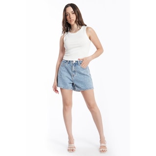 Foto 1 | Foto 1 | Mom Short Con Pedrería /juvenil, 6898 (mezclilla Tono Claro) Azul