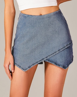 Foto 3 | Foto 3 | Falda Vaquera Skort Luvamia Con Pantalones Cortos Por Debajo De Azul, Talla L - Venta Internacional.