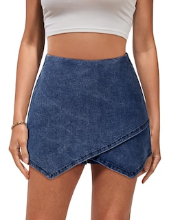 Foto 1 | Foto 1 | Minifalda Luvamia Para Mujer Con Cintura Elástica, Mezclilla, Xxl, Azul Atlántico - Venta Internacional.