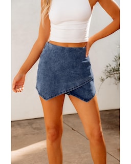 Foto 4 | Foto 4 | Minifalda Luvamia Para Mujer Con Cintura Elástica, Mezclilla, Xxl, Azul Atlántico - Venta Internacional.