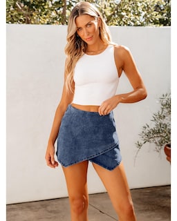 Foto 6 | Foto 6 | Minifalda Luvamia Para Mujer Con Cintura Elástica, Mezclilla, Xxl, Azul Atlántico - Venta Internacional.