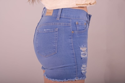 Foto 5 | Foto 5 | Short Tiro Alto Rasgado De Mezclilla Stretch Azul Claro Para Dama Pineda Jeans