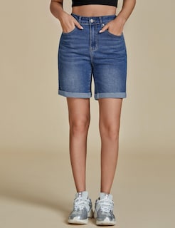 Foto 2 | Foto 2 | Pantalones Cortos Vaqueros Luvamia De Cintura Alta Para Mujer, Color Azul, Talla S 4-6 - Venta Internacional.