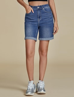Foto 5 | Foto 5 | Pantalones Cortos Vaqueros Luvamia De Cintura Alta Para Mujer, Color Azul, Talla S 4-6 - Venta Internacional.