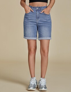 Foto 2 | Foto 2 | Pantalones Cortos De Mezclilla Luvamia De Cintura Alta Azul Largo Para Mujer - Venta Internacional.