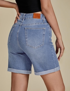 Foto 3 | Foto 3 | Pantalones Cortos De Mezclilla Luvamia De Cintura Alta Azul Largo Para Mujer - Venta Internacional.