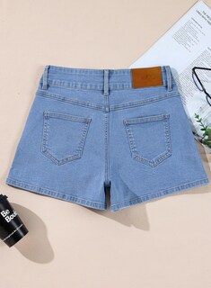 Foto 6 | Foto 6 | Shorts Sidefeel Jean Casual de Verano con Cintura Alta Azul para Mujer - Venta Internacional