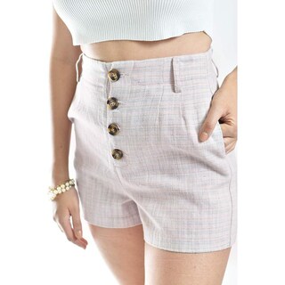 Foto 4 | Foto 4 | Short De Lino Con Botones Roman Fashion /juvenil, 955 (palo De Rosa) Rosa
