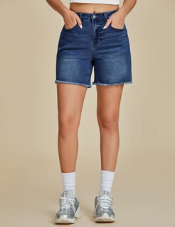 Foto 3 | Foto 3 | Pantalones Cortos De Mezclilla Luvamia Para Mujer, Cintura Alta, Azul, Talla S - Venta Internacional.