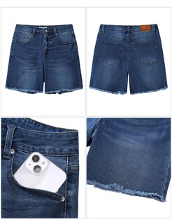 Foto 6 | Foto 6 | Pantalones Cortos De Mezclilla Luvamia Para Mujer, Cintura Alta, Azul, Talla S - Venta Internacional.