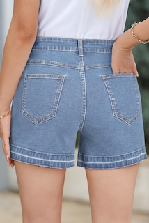 Foto 3 | Foto 3 | Pantalones Cortos Dokotoo A La Moda Para Mujer, Elásticos, De Cintura Alta, Azul - Venta Internacional.