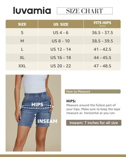 Foto 5 | Foto 5 | Pantalones Cortos Luvamia, Vaqueros Elásticos Para Mujer, Mezclilla, Talle Medio, Azul - Venta Internacional.