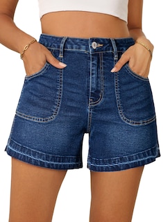 Foto 1 | Foto 1 | Pantalones Cortos De Mezclilla Dokotoo Para Mujer, Cintura Alta, Pierna Recta - Venta Internacional.