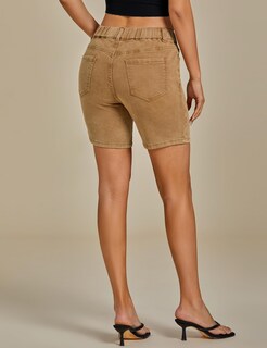 Foto 2 | Foto 2 | Pantalones Cortos Luvamia Jean Para Mujer, Sin Cordones, Talle Medio, Marrón Caramelo - Venta Internacional.
