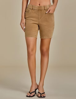Foto 3 | Foto 3 | Pantalones Cortos Luvamia Jean Para Mujer, Sin Cordones, Talle Medio, Marrón Caramelo - Venta Internacional.