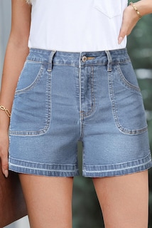Foto 2 | Foto 2 | Pantalones Cortos De Mezclilla Dokotoo Para Mujer, Cintura Alta, Pierna Recta - Venta Internacional.