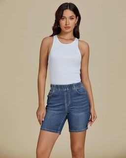 Foto 7 | Foto 7 | Pantalones Cortos Luvamia De Mezclilla Sin Cordones Para Mujer De Talle Medio, Talla S 4-6 - Venta Internacional.