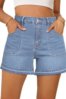 Foto 1 | Foto 1 | Pantalones Cortos Dokotoo A La Moda Para Mujer, Elásticos, De Cintura Alta, Azul - Venta Internacional.