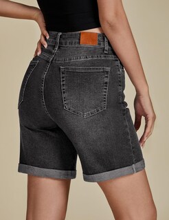 Foto 4 | Foto 4 | Pantalones Cortos Vaqueros Luvamia Para Mujer De Cintura Alta Negros, Talla M 8-10 - Venta Internacional.