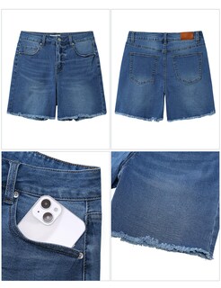 Foto 5 | Foto 5 | Pantalones Cortos Luvamia Flexclusive, Vaqueros Para Mujer, Talle Alto, Azul - Venta Internacional.