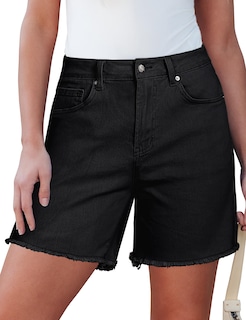 Foto 1 | Foto 1 | Pantalones Cortos Luvamia Flexclusive, Vaqueros Para Mujer, Talle Alto, Color Negro - Venta Internacional.