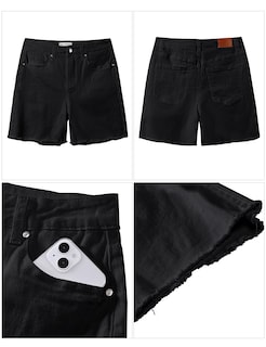 Foto 5 | Foto 5 | Pantalones Cortos Luvamia Flexclusive, Vaqueros Para Mujer, Talle Alto, Color Negro - Venta Internacional.