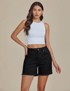 Foto 3 | Foto 3 | Pantalones Cortos Luvamia Flexclusive, Vaqueros Para Mujer, Talle Alto, Color Negro - Venta Internacional.