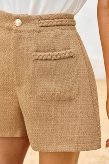 Foto 4 | Foto 4 | Pantalones Cortos Cicky Bell Para Mujer, Tweed, Verano, Cintura Alta, Pierna Ancha - Venta Internacional.