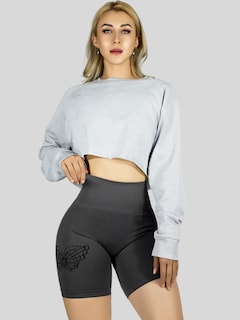 Foto 4 | Foto 4 | Short Deportivo De Mujer Sh-062 Gris Oscuro Stretch Testurizado Push Up
