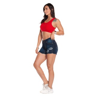 Foto 3 | Foto 3 | Short De Mezclilla Stretch Para Mujer Tiro Alto Estilo Rasgado Pineda Jeans Azul Marino