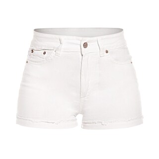 Foto 1 | Foto 1 | Shorts De Mezclilla Stretch A La Cintura Con Dobladillo Para Mujer Estilo Casual Pineda Jeans Blanco Liso