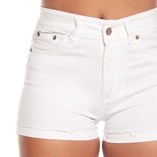 Foto 3 | Foto 3 | Shorts De Mezclilla Stretch A La Cintura Con Dobladillo Para Mujer Estilo Casual Pineda Jeans Blanco Liso
