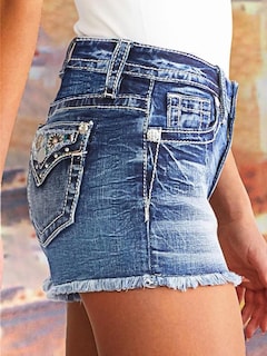 Foto 3 | Foto 3 | Pantalones Cortos Vaqueros Con Estampado De Flamencos, Elásticos, Talle Medio, Vaqueros, Talla L - Venta Internacional.