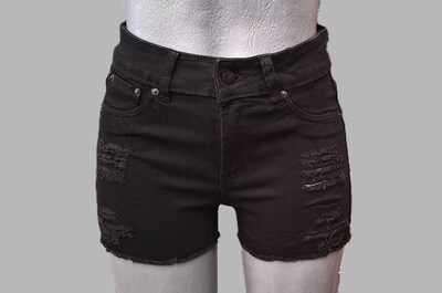 Foto 1 | Foto 1 | Short Para Mujer De Mezclilla Stretch Tiro Alto Estilo Rasgado Pineda Jeans Negro