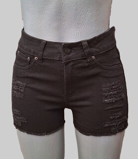 Foto 2 | Foto 2 | Short Para Mujer De Mezclilla Stretch Tiro Alto Estilo Rasgado Pineda Jeans Negro