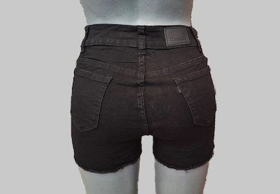 Foto 3 | Foto 3 | Short Para Mujer De Mezclilla Stretch Tiro Alto Estilo Rasgado Pineda Jeans Negro