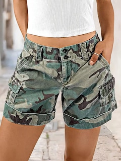 Foto 4 | Foto 4 | Pantalones Cortos Cargo Flamingals Camo Para Mujer Color Verde Talla L - Venta Internacional.