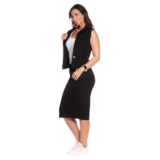 Foto 2 | Foto 2 | Falda Larga de Mezclilla Stretch Pineda Jeans Negra para Mujer