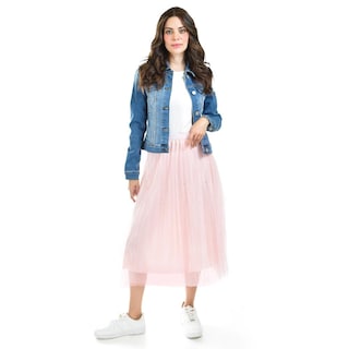 Foto 1 | Foto 1 | Falda Midi de Tul con Perlas Roman Fashion Juvenil Rosa