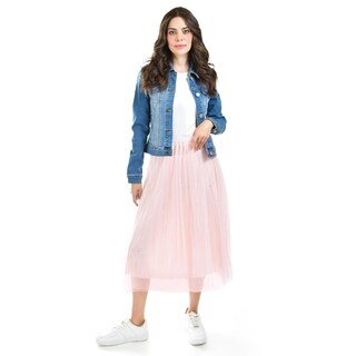 Foto 1 | Foto 1 | Falda Midi de Tul con Perlas Roman Fashion Juvenil Rosa